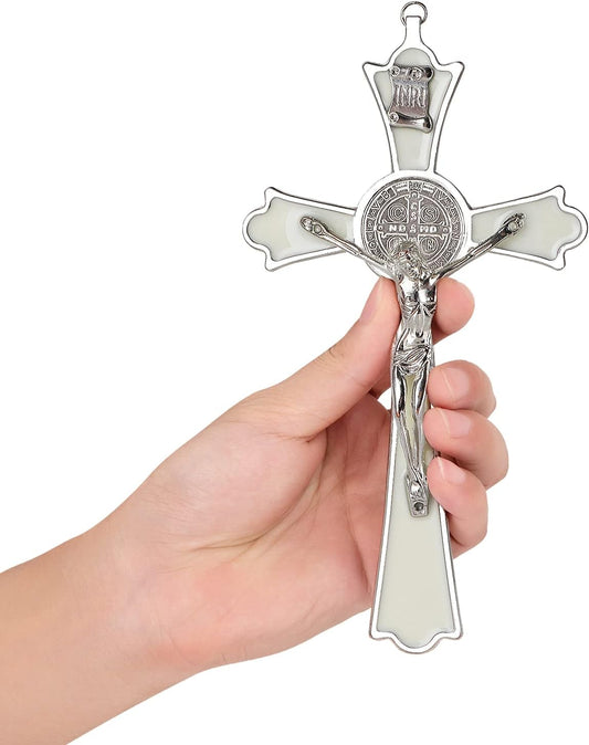 Saint Benedict Enamel Crucifix - Crucifix Wall Cross Metal Wall Art-8 Inch Cross Give Blessing and the Spiritual Sacred:Faith Gift for Your Acquaintances
