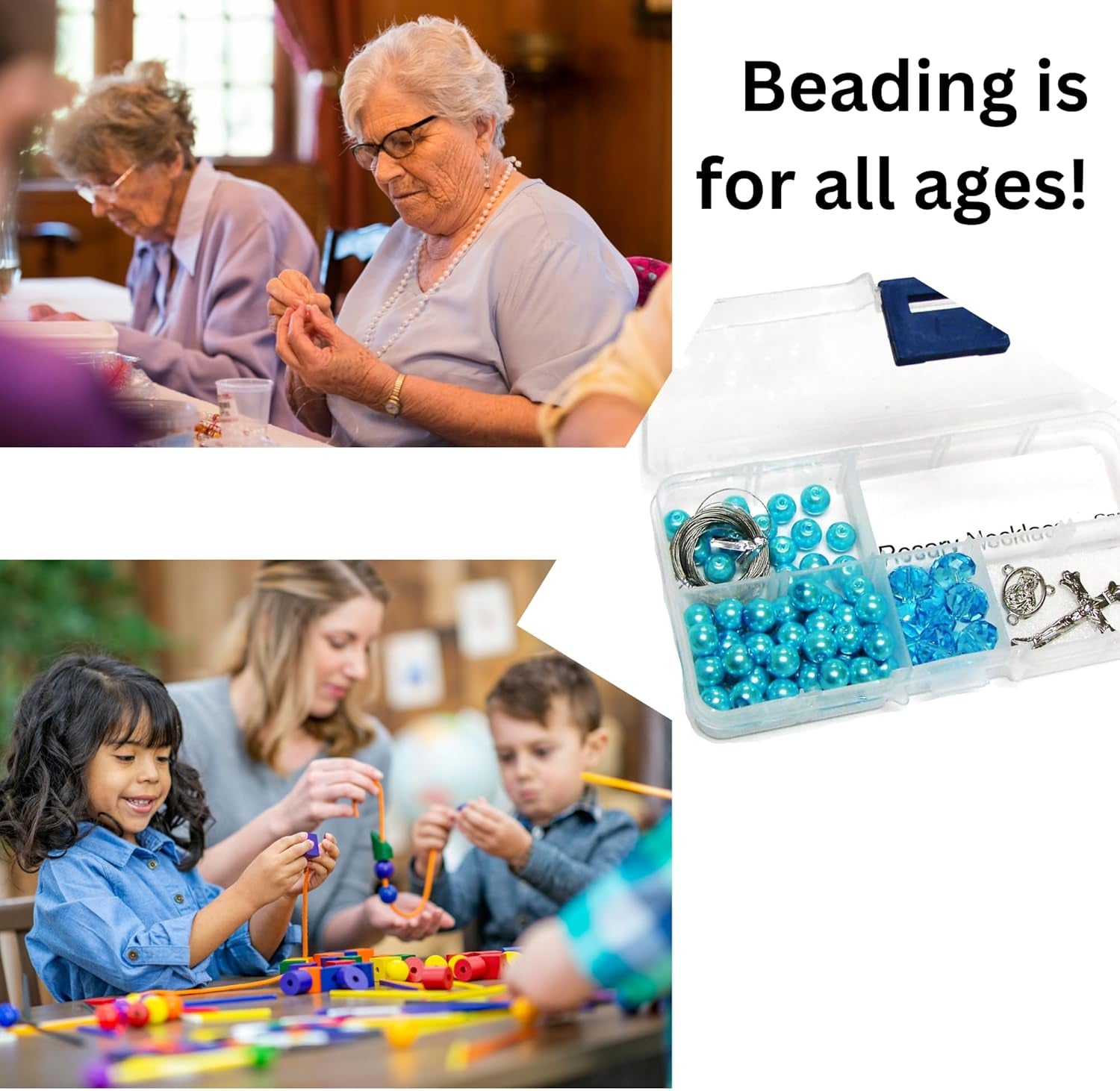 Crystal & Pearl Beads Rosary DIY Kit, Turquoise Blue