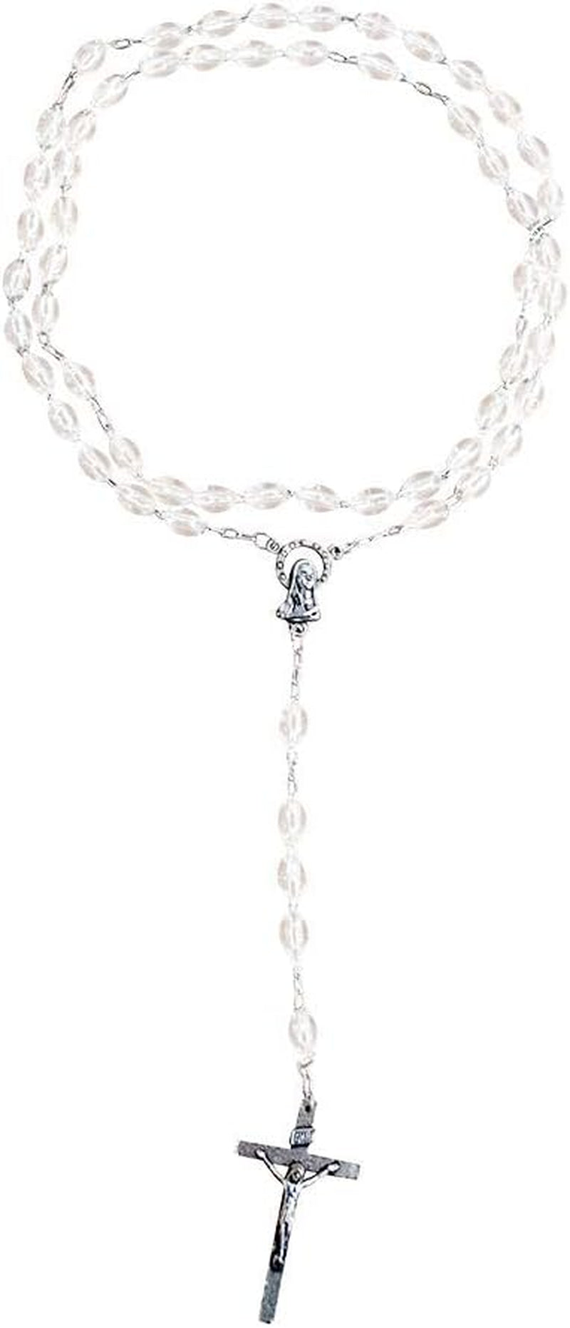 Good Shepherd Creations Catholic Rosary with Metal Crucifix Cross Made in Italy Miraculous Crystal Oval Beads (Crystal)