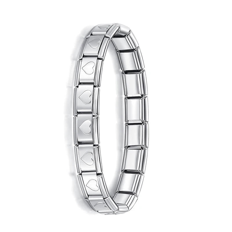New Women'S Jewelry 9Mm Width Itanlian Elastic Charm Bracelet Fashion Stainless Steel Bangle ST-