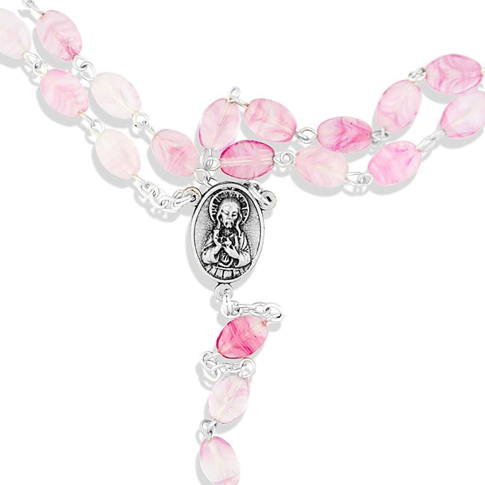 Italian Glass Swirl Rosary | 4 Colors | Beautiful Unique Necklace for First Communion | Christian Jewelry