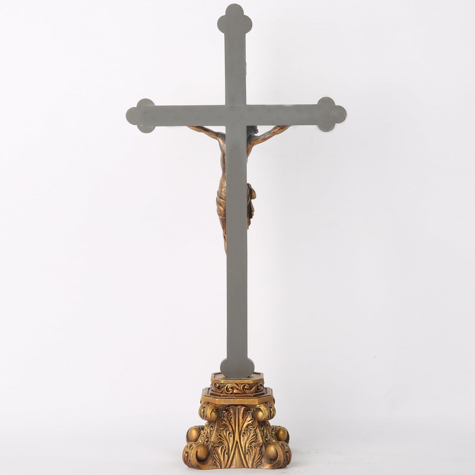 BC Catholic Standing Crucifix for Altar, Tabletop Gold Crucifix Cross Inspira...