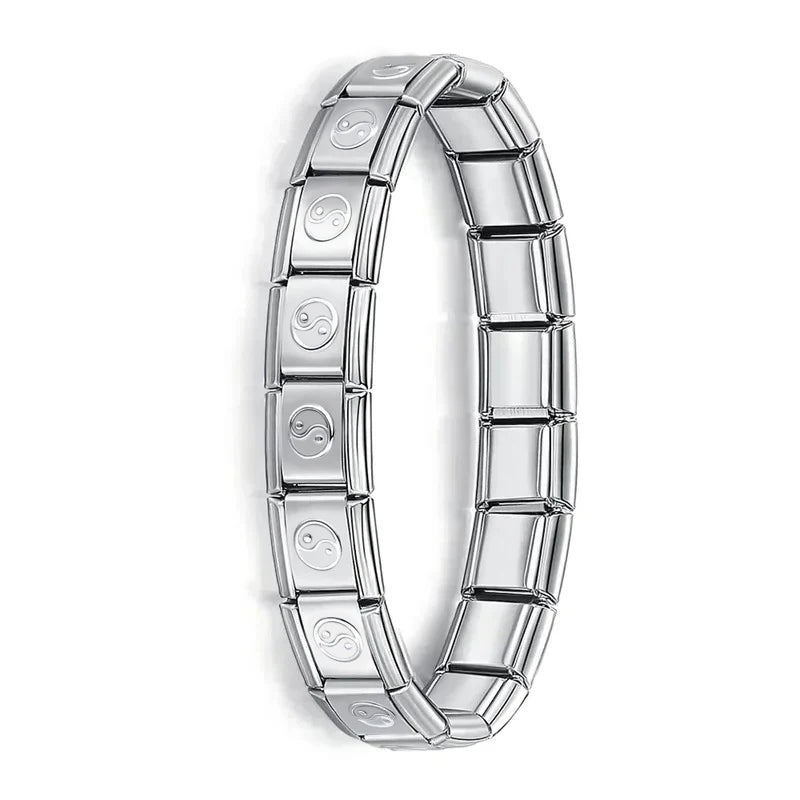 New Women'S Jewelry 9Mm Width Itanlian Elastic Charm Bracelet Fashion Stainless Steel Bangle ST-