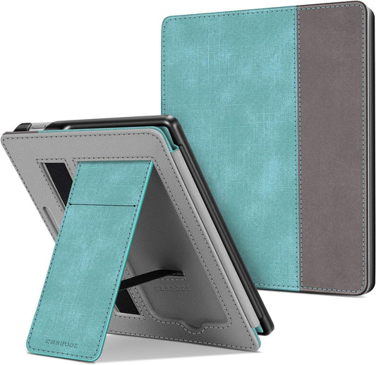Stand Case for Kindle Oasis (10Th/9Th Generation, 2019/2017 Release) - Premium PU Leather Sleeve Cover with Card Slot and Hand Strap, Turquoise