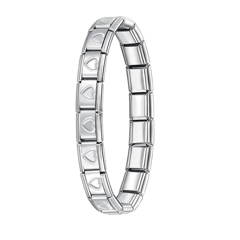 New Women'S Jewelry 9Mm Width Itanlian Elastic Charm Bracelet Fashion Stainless Steel Bangle ST-