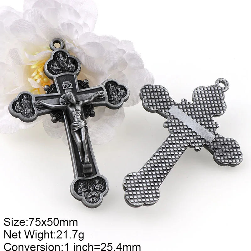 2 Colors Jesus Crucifix Christian Jewelry Crosses Charms Saint Benedict Crucifix Pattern Pendants for Pendants Necklace