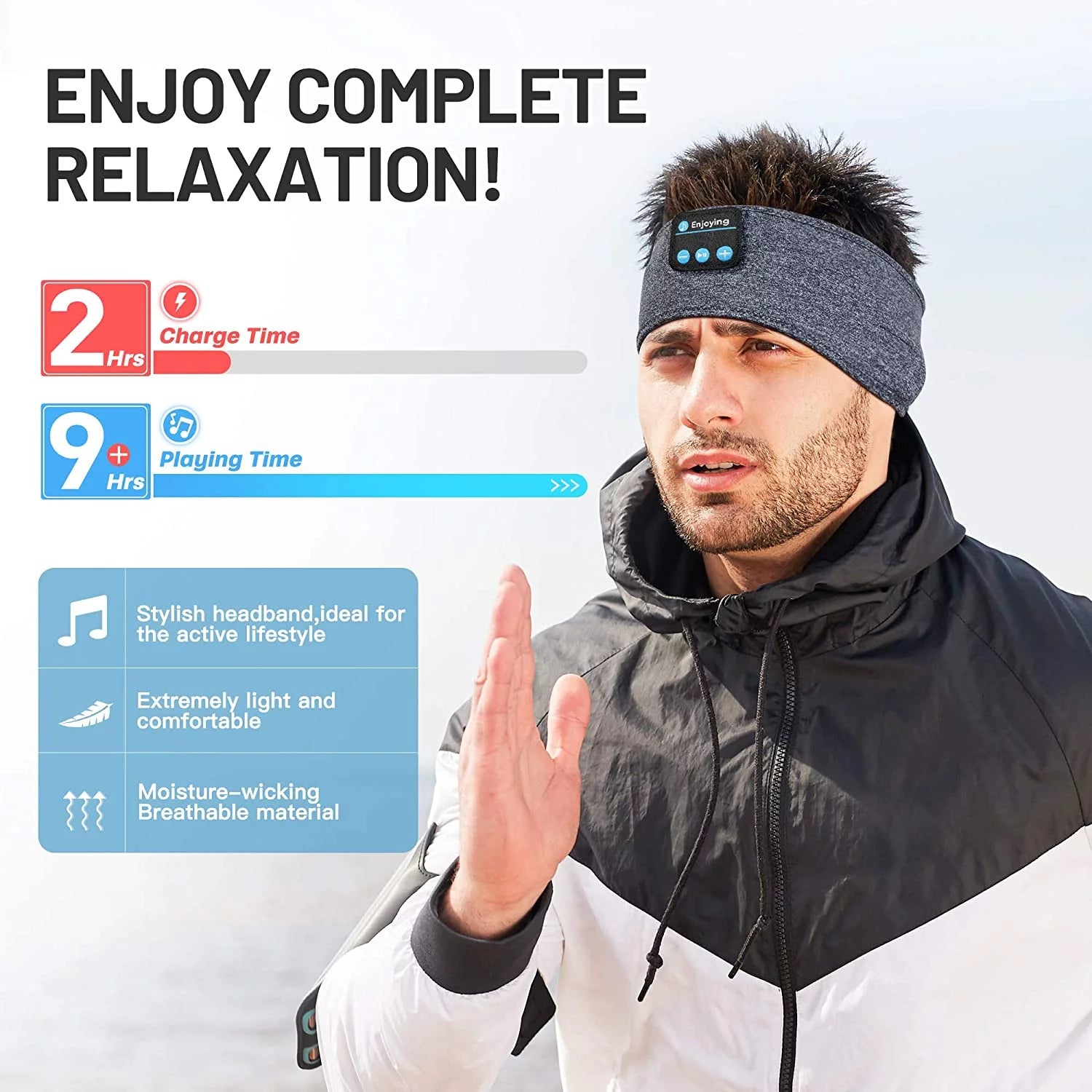 Wireless Bluetooth Sleep Headphones with Built-In Speakers for Sports, Yoga, and Relaxation