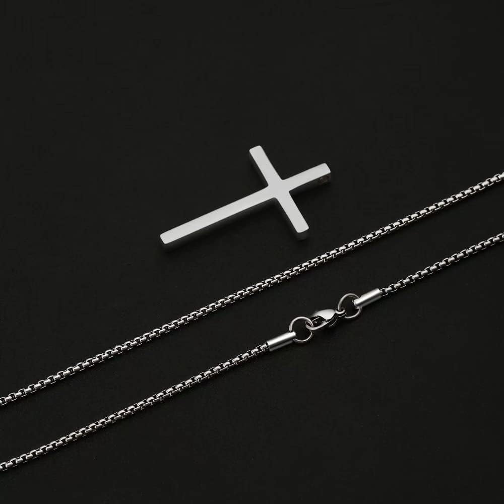 Cross Necklace for Men Boys - Fathers Day Mens Gifts, Stainless Steel Cross Pendant Chain Necklaces for Men, Mens 16-30 Inches Chain Gold Silver Black Cross Necklace Jewelry Gifts
