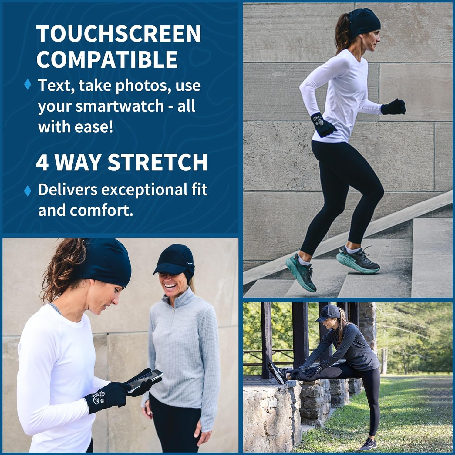 Womens Touchscreen Running Gloves - Accessories for Women Winter - Hiking, Biking, Sports