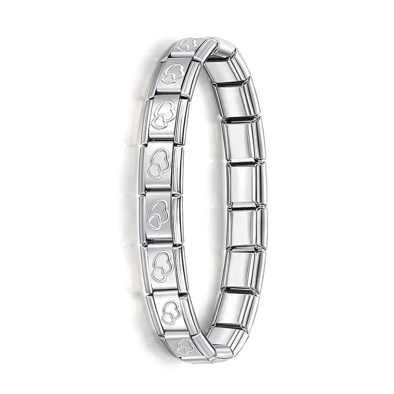 New Women'S Jewelry 9Mm Width Itanlian Elastic Charm Bracelet Fashion Stainless Steel Bangle ST-