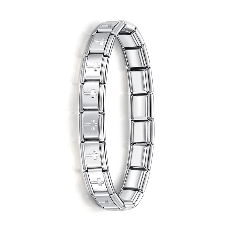 New Women'S Jewelry 9Mm Width Itanlian Elastic Charm Bracelet Fashion Stainless Steel Bangle ST-