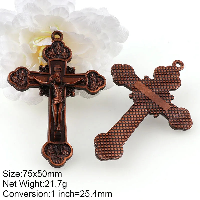 2 Colors Jesus Crucifix Christian Jewelry Crosses Charms Saint Benedict Crucifix Pattern Pendants for Pendants Necklace
