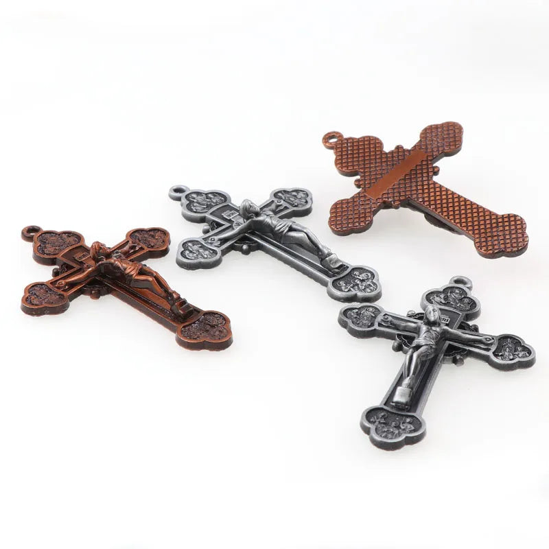 2 Colors Jesus Crucifix Christian Jewelry Crosses Charms Saint Benedict Crucifix Pattern Pendants for Pendants Necklace