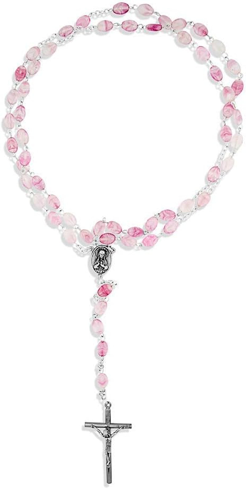 Italian Glass Swirl Rosary | 4 Colors | Beautiful Unique Necklace for First Communion | Christian Jewelry