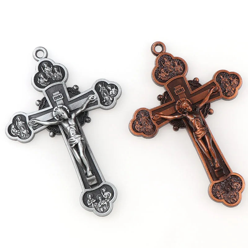 2 Colors Jesus Crucifix Christian Jewelry Crosses Charms Saint Benedict Crucifix Pattern Pendants for Pendants Necklace