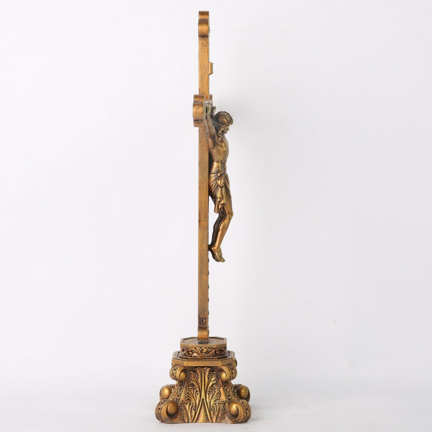 BC Catholic Standing Crucifix for Altar, Tabletop Gold Crucifix Cross Inspira...