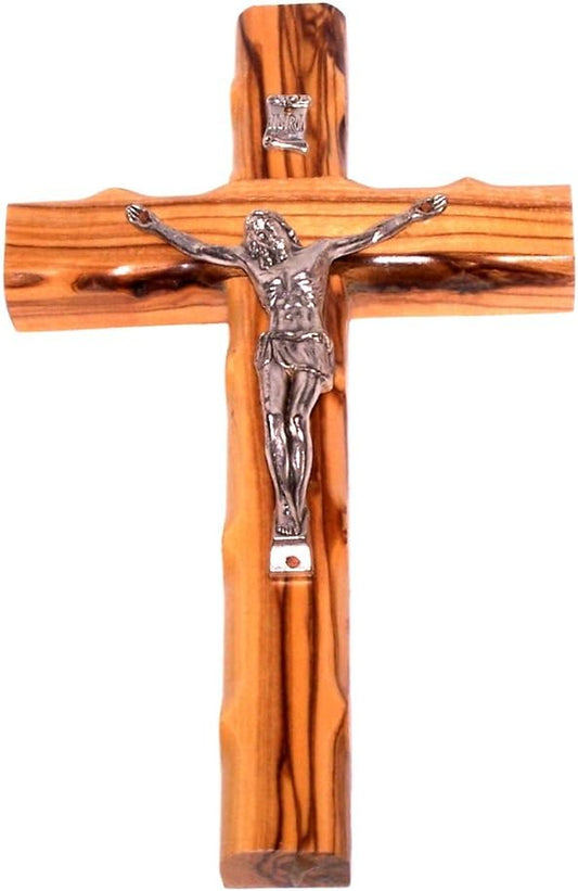 Olive Wood Cross with Crucifix (8 Inches High).