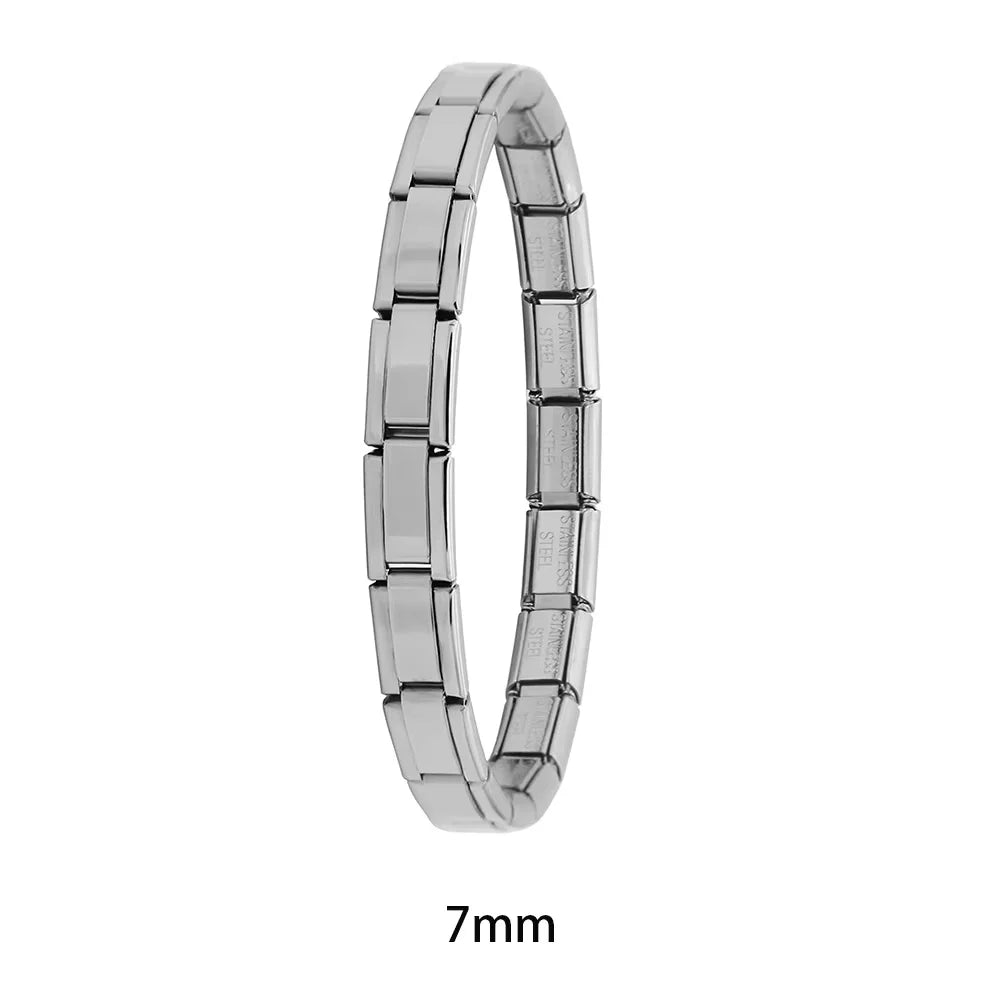 New Women'S Jewelry 9Mm Width Itanlian Elastic Charm Bracelet Fashion Stainless Steel Bangle ST-