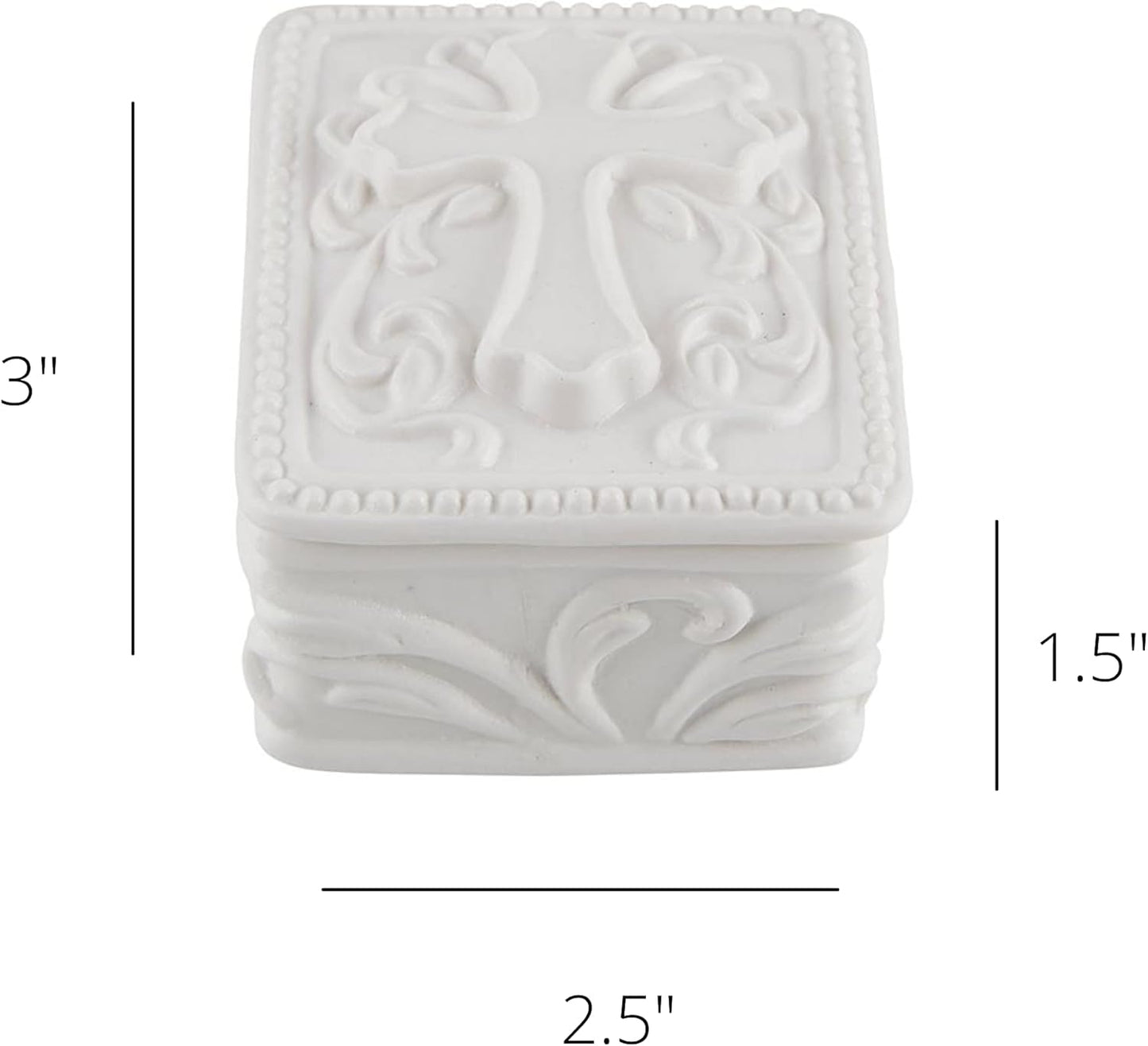 White Porcelain Cross Rosary Jewelry Box (Rectangle)