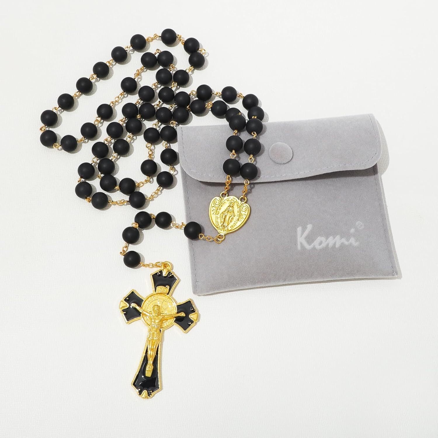 KOMI Catholic Rosary Beads for Men Holy Prayer Beads Rosary Necklace With