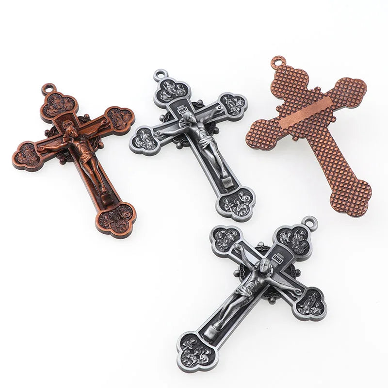 2 Colors Jesus Crucifix Christian Jewelry Crosses Charms Saint Benedict Crucifix Pattern Pendants for Pendants Necklace