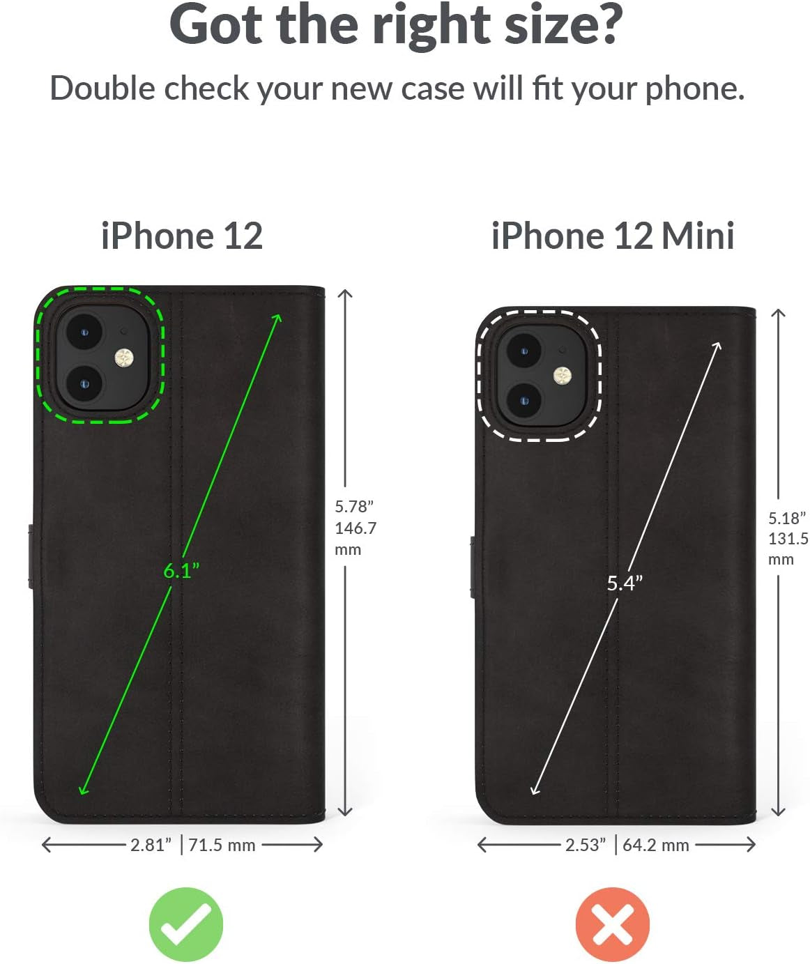 Iphone 12 Vintage Wallet || Genuine Leather Wallet Phone Case || Real Leather with Viewing Stand & 3 Card Holder || Flip Folio Cover with Card Slot (Black)