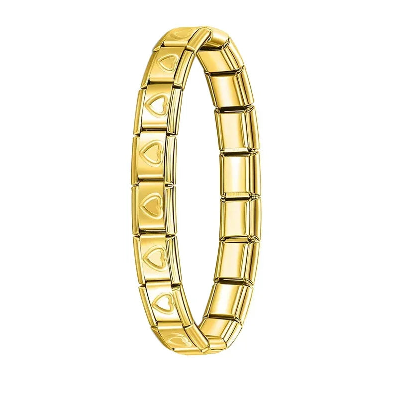 New Women'S Jewelry 9Mm Width Itanlian Elastic Charm Bracelet Fashion Stainless Steel Bangle ST-