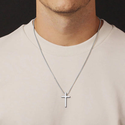 Cross Necklace for Men Boys - Fathers Day Mens Gifts, Stainless Steel Cross Pendant Chain Necklaces for Men, Mens 16-30 Inches Chain Gold Silver Black Cross Necklace Jewelry Gifts