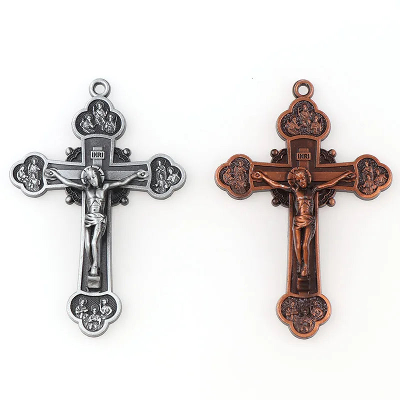 2 Colors Jesus Crucifix Christian Jewelry Crosses Charms Saint Benedict Crucifix Pattern Pendants for Pendants Necklace