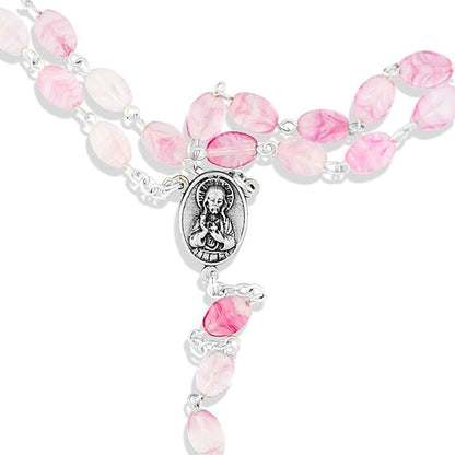 Italian Glass Swirl Rosary | 4 Colors | Beautiful Unique Necklace for First Communion | Christian Jewelry