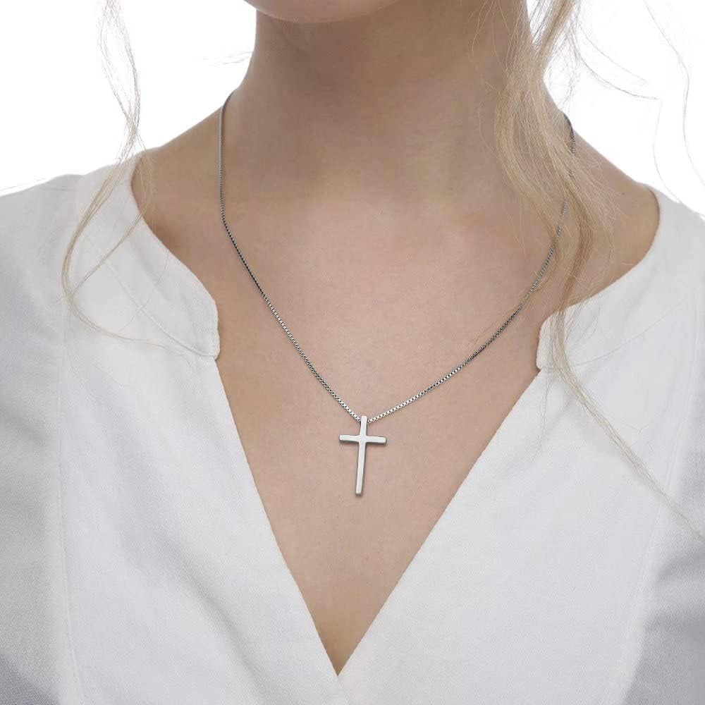 Cross Necklace for Men Boys - Fathers Day Mens Gifts, Stainless Steel Cross Pendant Chain Necklaces for Men, Mens 16-30 Inches Chain Gold Silver Black Cross Necklace Jewelry Gifts