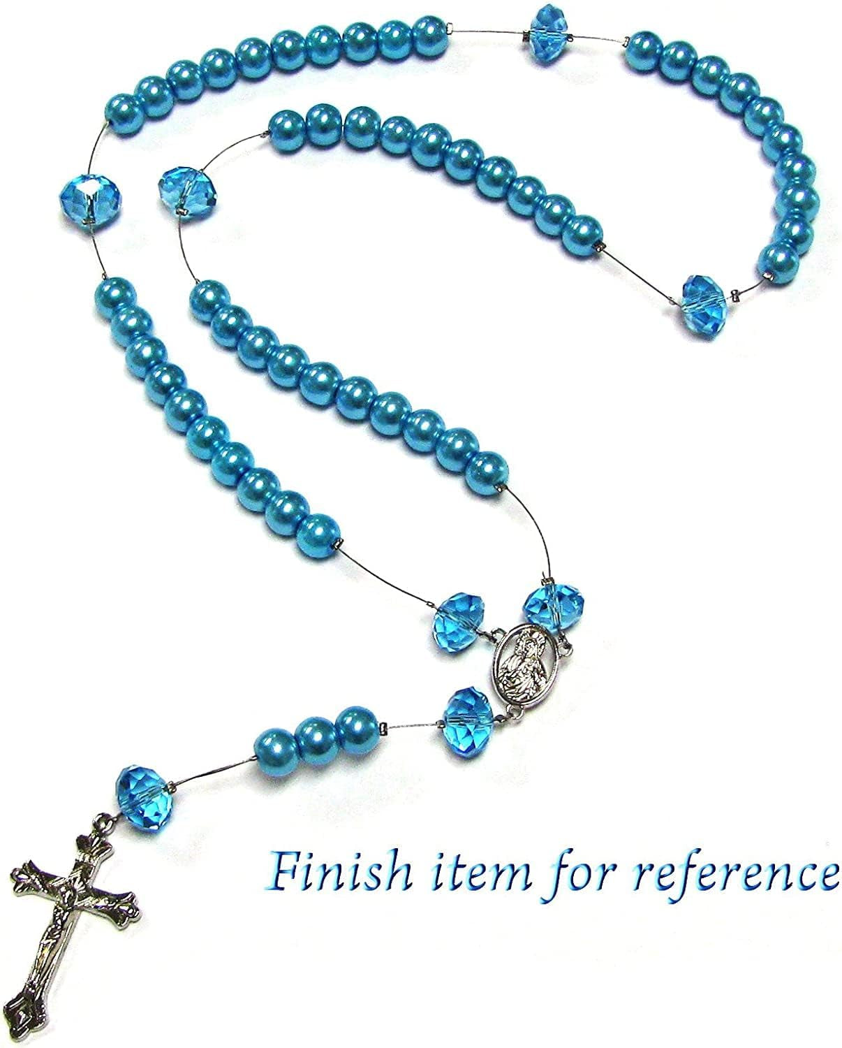 Crystal & Pearl Beads Rosary DIY Kit, Turquoise Blue