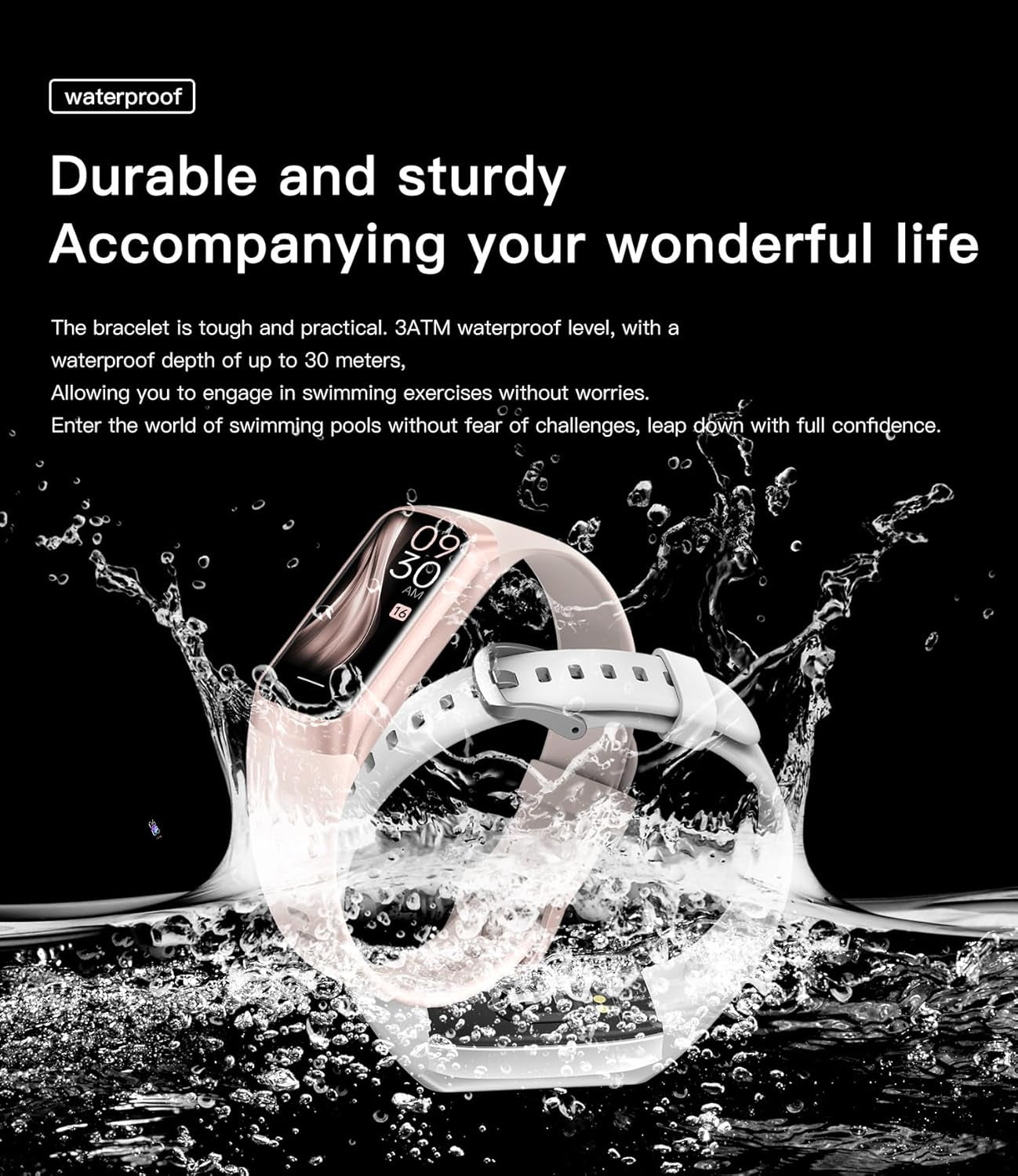 Keep Health Fitness Trackers for Women Men, Amoled Fitness Tracker for Android&Ios, Alarm Stopwatch Fitness Tracker with Blood Pressure Monitor, Calories Burned IP68 Waterproof Fitness Step Tracker