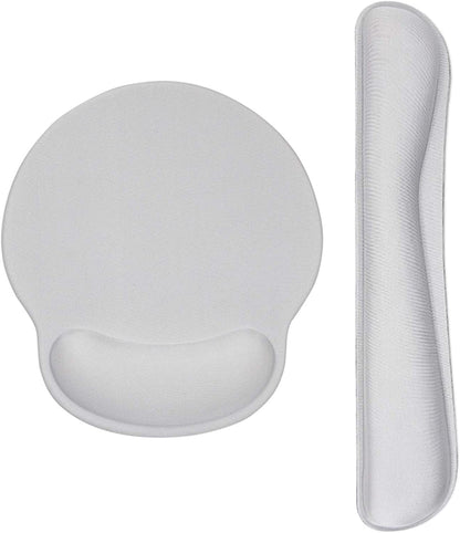 Ergonomic Keyboard Mouse Pad Wrist Rest Support Set for Laptop/Computer/Desktop,Memory Foam Hand Rest Wrist Cushion for Gaming/Office,Lightweight Comfortable & Pain Relief (Greyish White)
