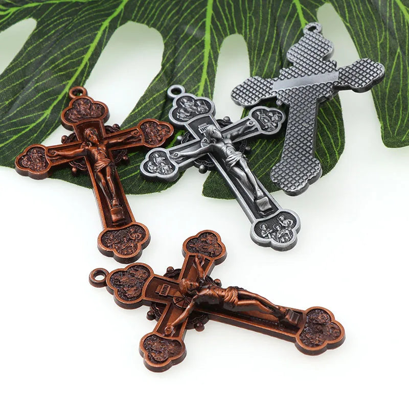 2 Colors Jesus Crucifix Christian Jewelry Crosses Charms Saint Benedict Crucifix Pattern Pendants for Pendants Necklace