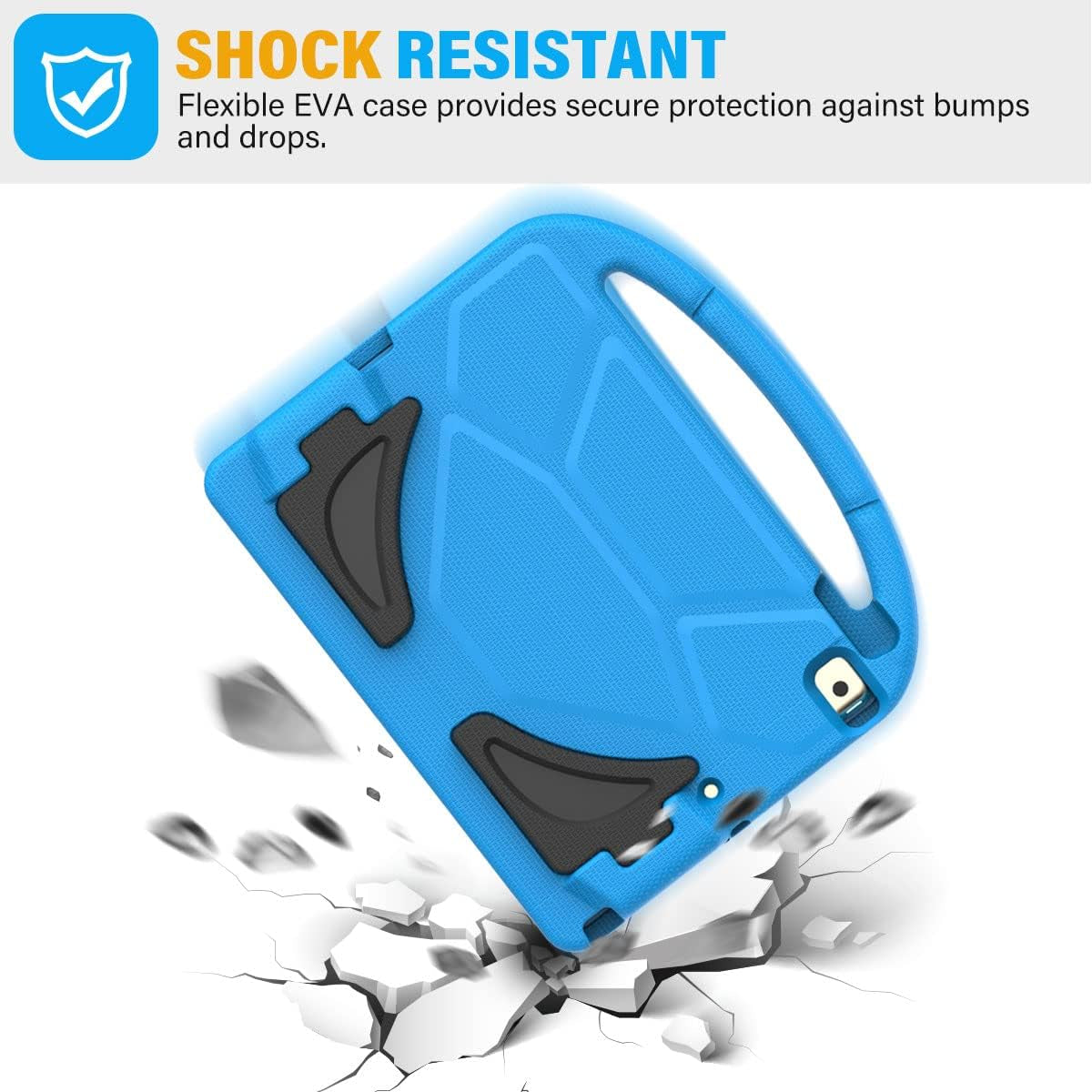 Children's iPad 9th/8th/7th Generation Case - 10.2 Inch Protective Case with Built-In Screen Protector, Shockproof Handle Stand, Blue