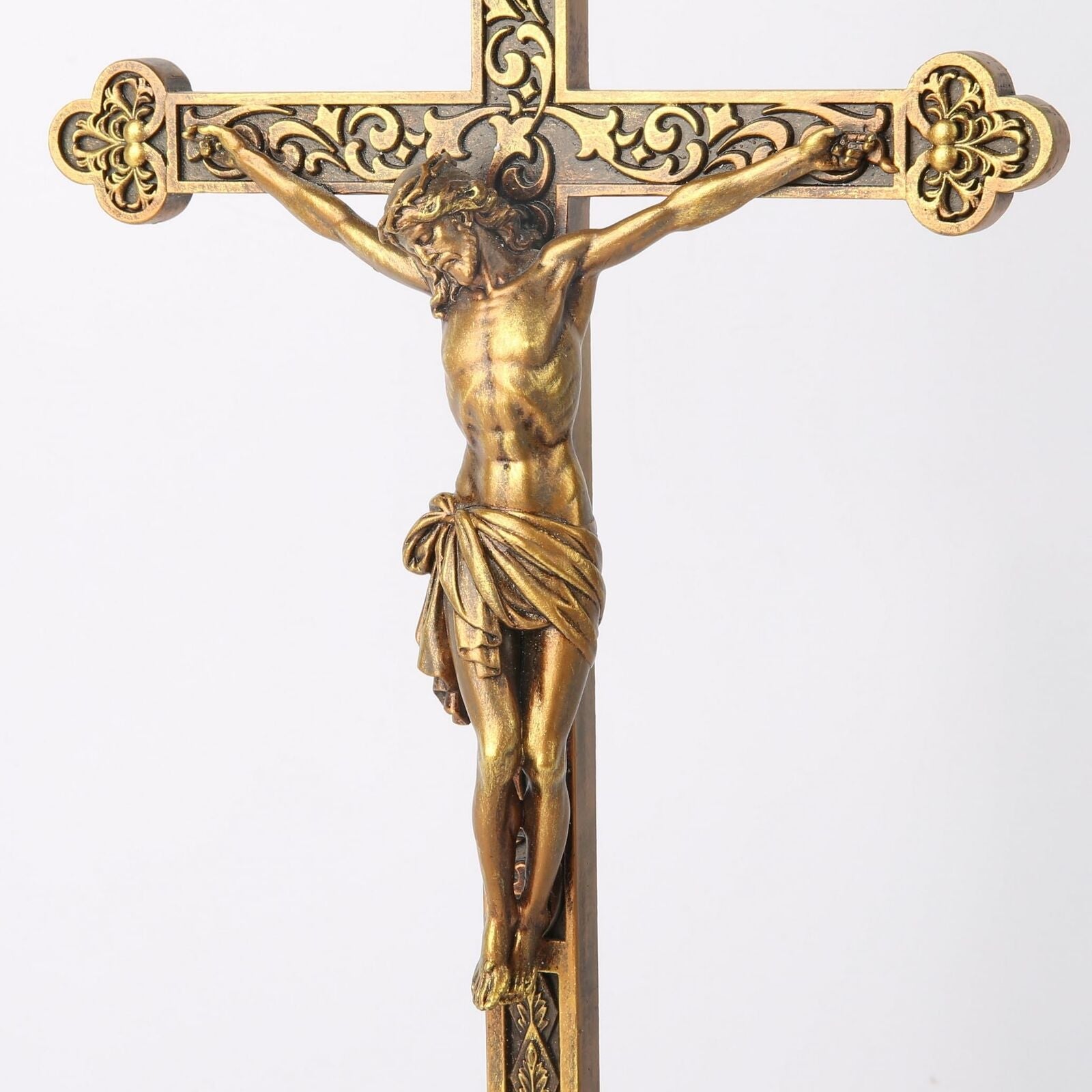 BC Catholic Standing Crucifix for Altar, Tabletop Gold Crucifix Cross Inspira...