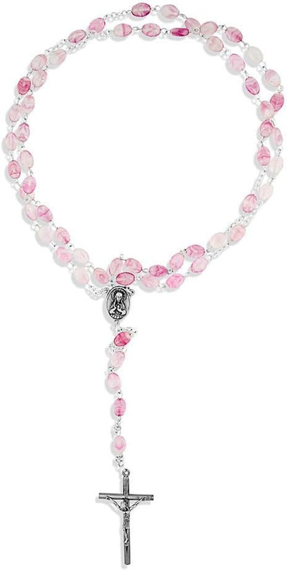 Italian Glass Swirl Rosary | 4 Colors | Beautiful Unique Necklace for First Communion | Christian Jewelry