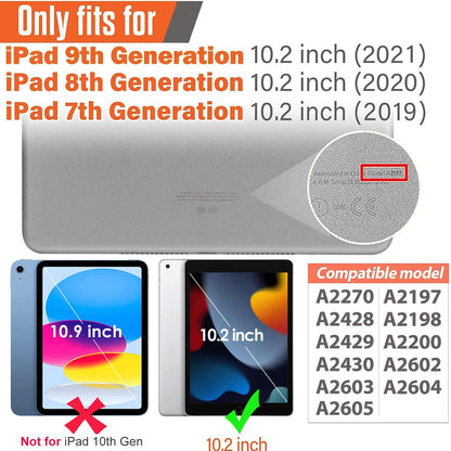 Children's iPad 9th/8th/7th Generation Case - 10.2 Inch Protective Case with Built-In Screen Protector, Shockproof Handle Stand, Blue