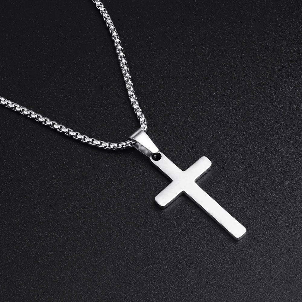 Cross Necklace for Men - Stainless Steel Silver Gold Black Plain Cross Pendant Necklace Simple Jewelry Gifts, 16-24 Inches Chain