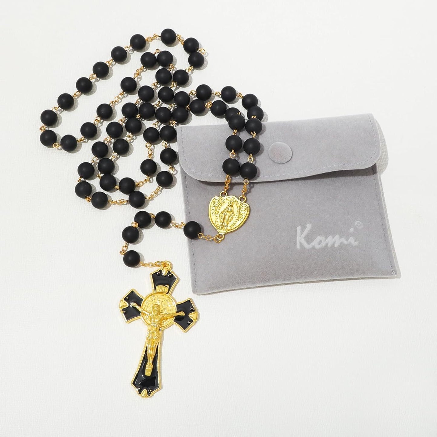 KOMI Catholic Rosary Beads for Men Holy Prayer Beads Rosary Necklace With