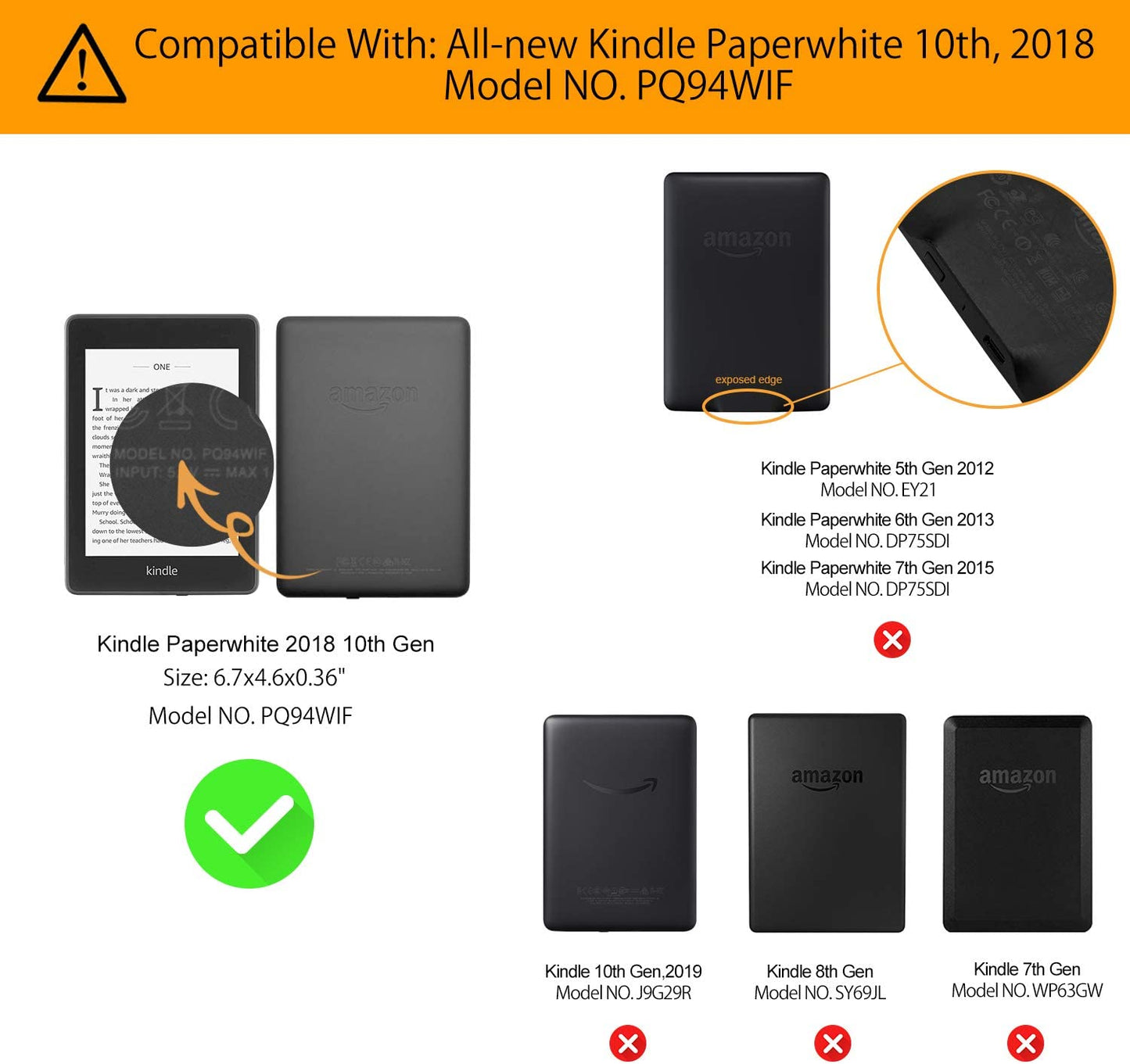 Case for Kindle Paperwhite 10Th Generation-2018, Slim PU Leather Case Smart Auto Wake/Sleep Cover Only Fits 2018 All-New Kindle Paperwhite 10Th Gen (Model No. PQ94WIF), Diamond